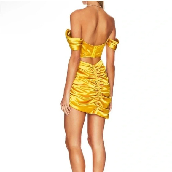 For love & Lemons Drew satin mini dress in yellow - Picture 3 of 14